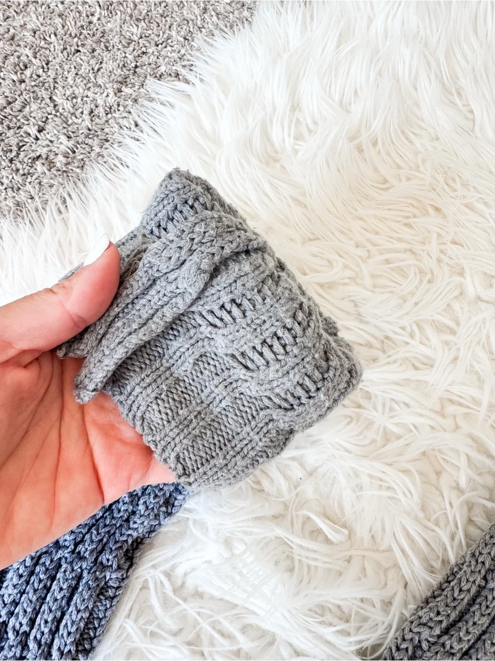 Gray Cable Knit Leg Warmers